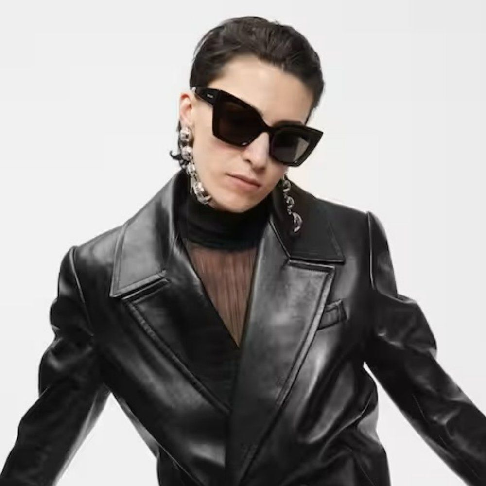NEW Saint Laurent SL641 001 Black Cat Eye Unisex Sunglasses